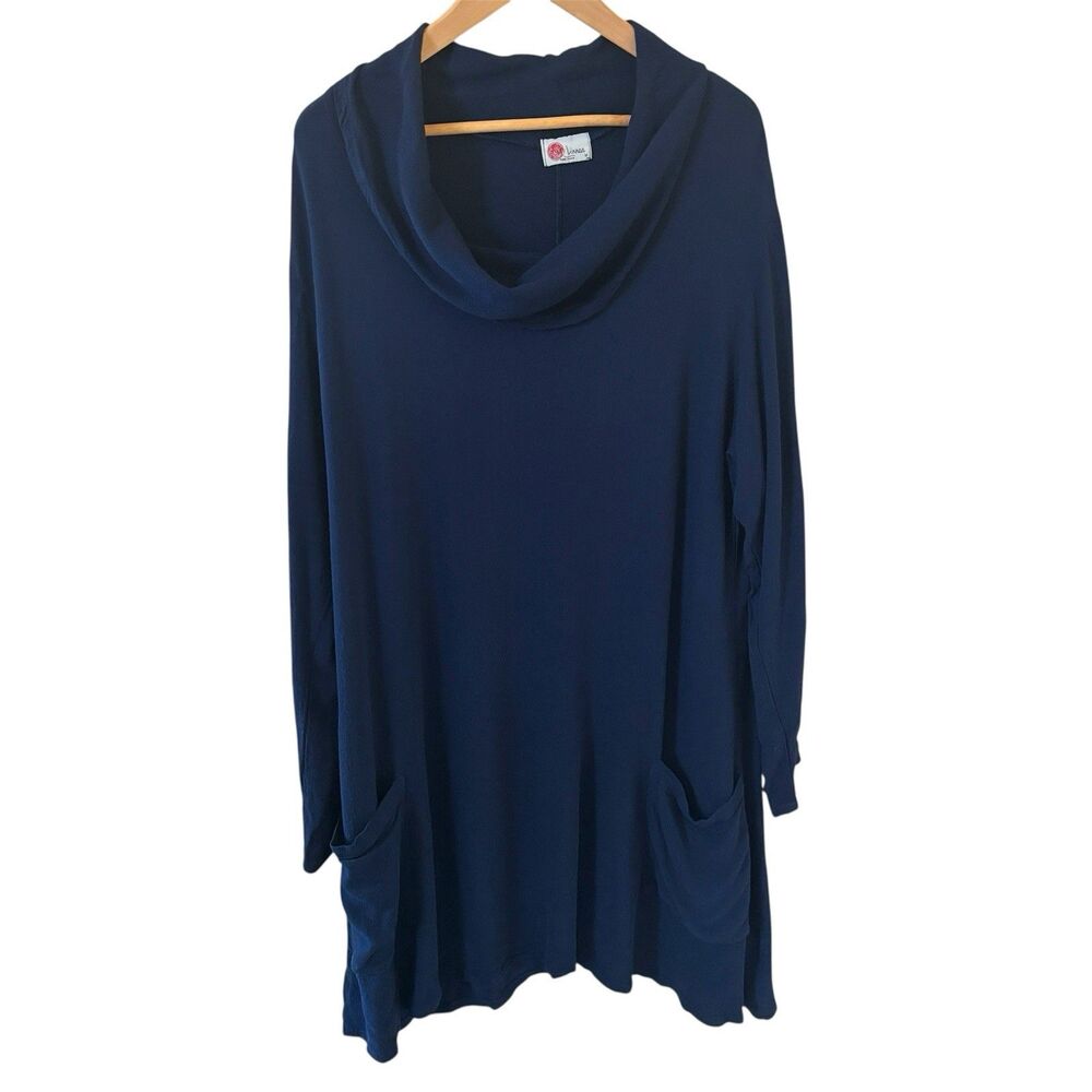 Lagenlook Womens Dress Medium Preppy Blue Bohemian Oversized Made in USA Capsule